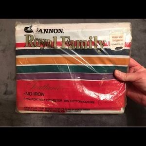 Cannon Royal Family Champion Rainbow Stripes Style B41 Vintage King Flat Sheet
